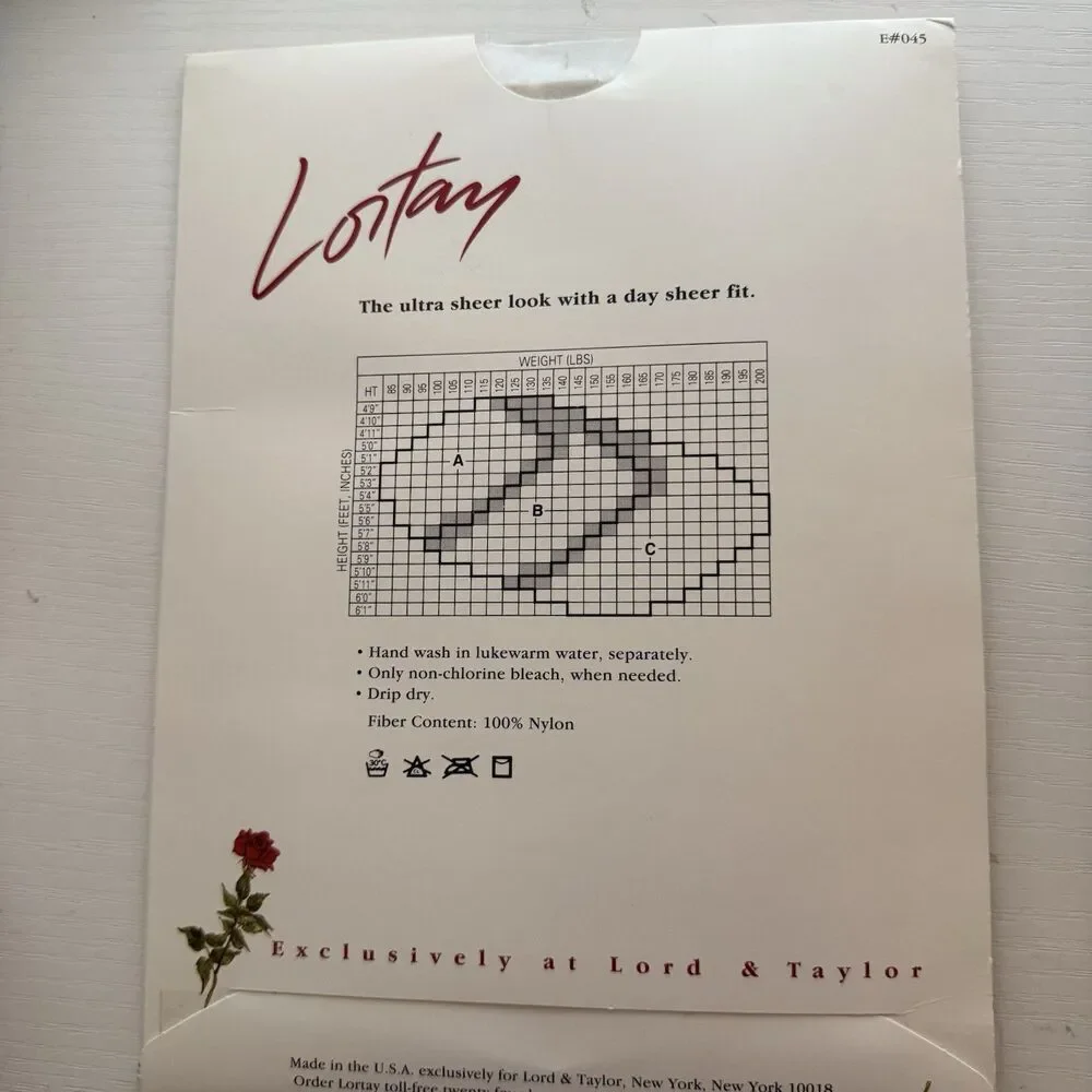 VTG LORTAY Lord & Taylor Seashell Size B Sheerest Mist SandalToe Pantyhose NOS